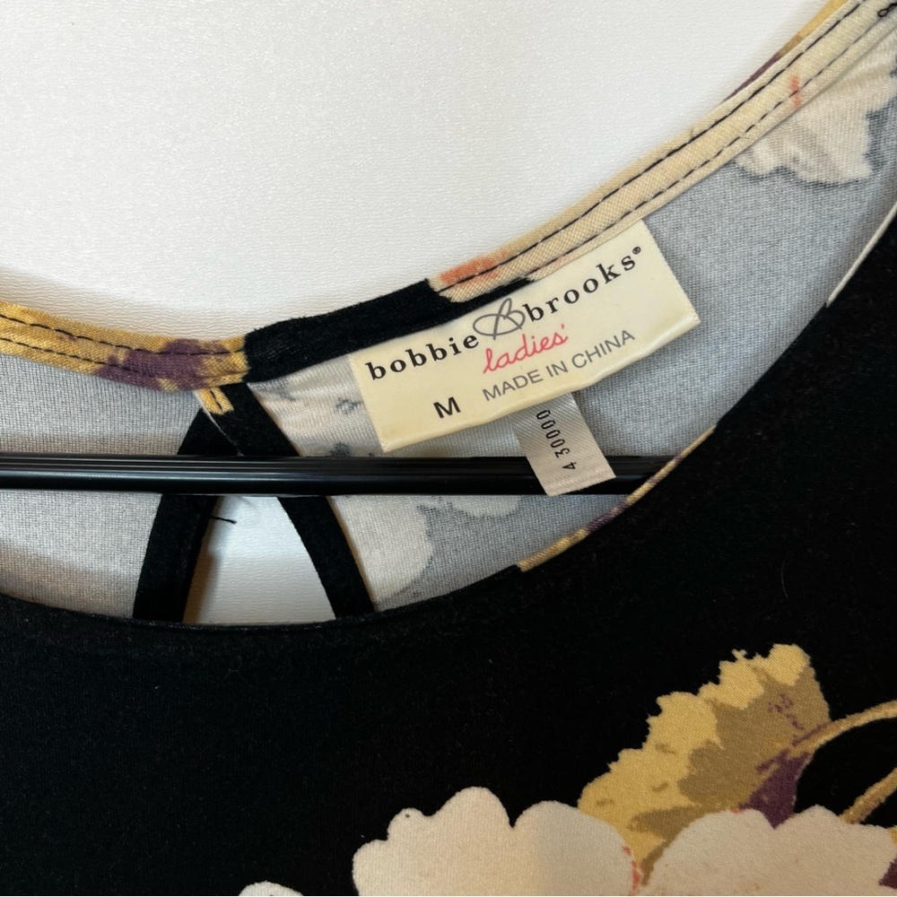 Bobbie Brooks Black Dress with Floral Accents Size M Classic Soft Boho Feminine - Picture 6 of 11